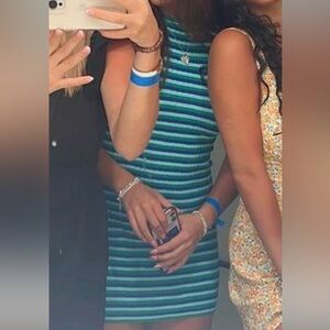 Blue and green striped mini dress!